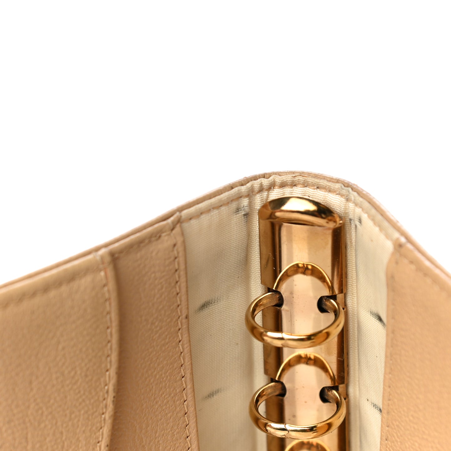 Goatskin Small Ring Agenda Planner Beige