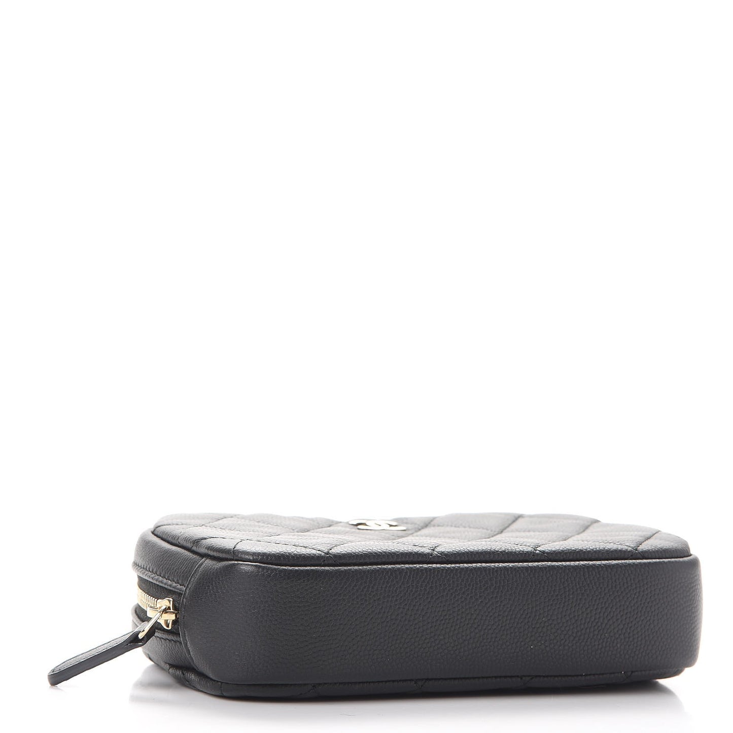 Caviar Quilted Small Curvy Pouch Cosmetic Case Black