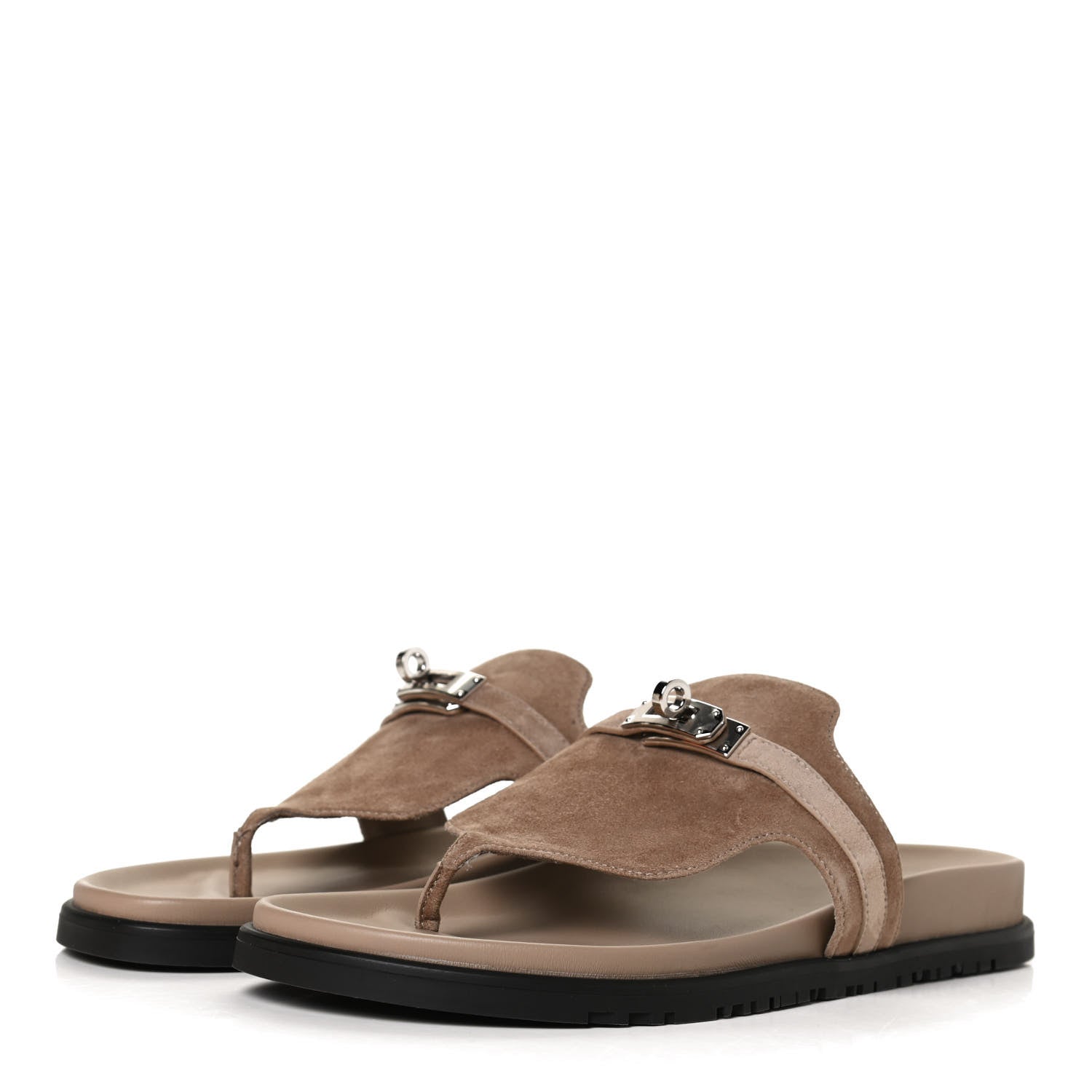 Hermes Suede Goatskin Womens Empire Sandals 41 Beige Sable 3 of 11