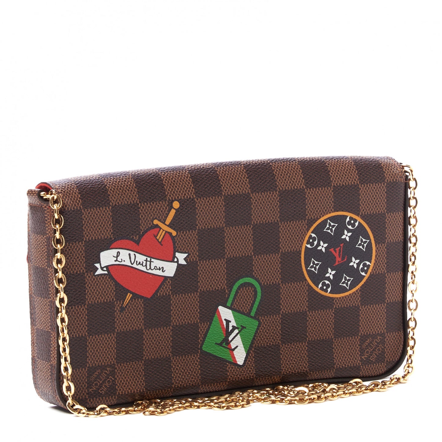 Damier Ebene LV Stories Pochette Felicie Chain Wallet