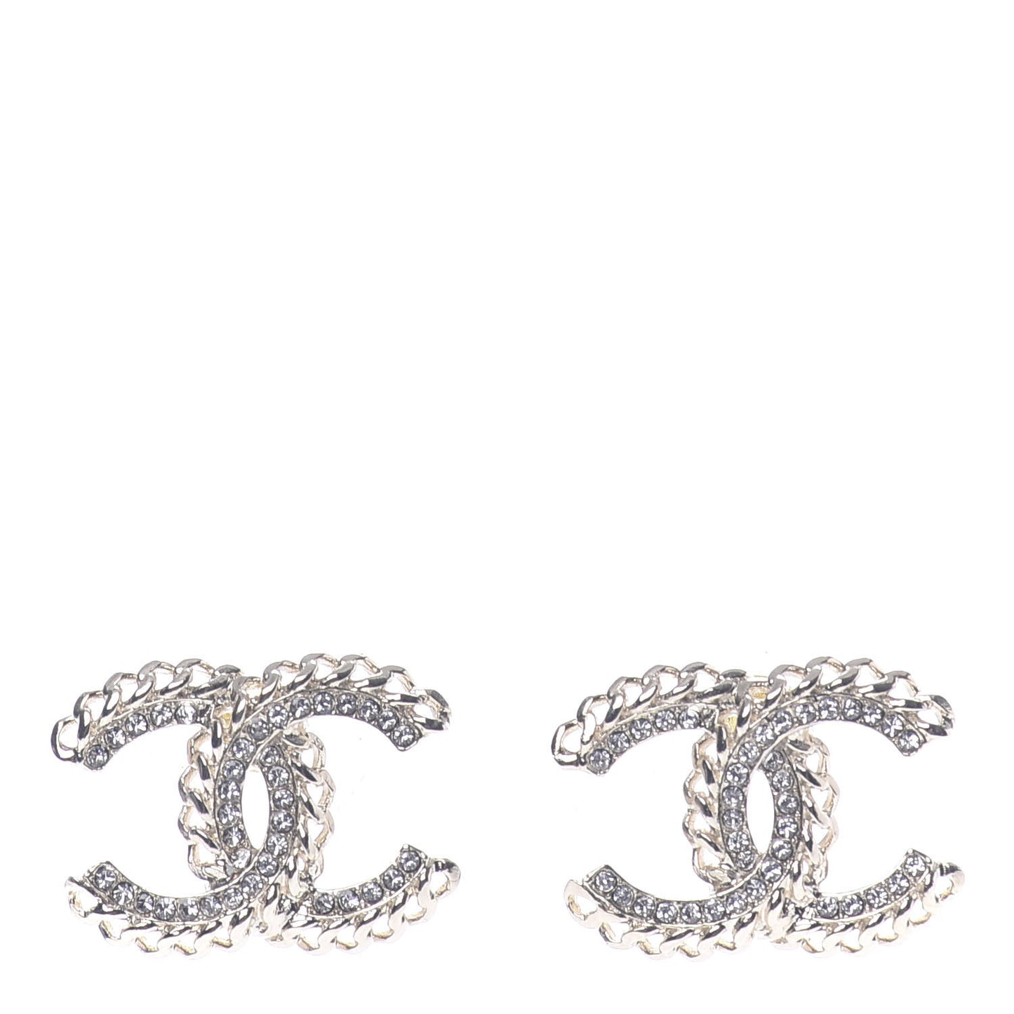 Crystal Chain CC Earrings Gold