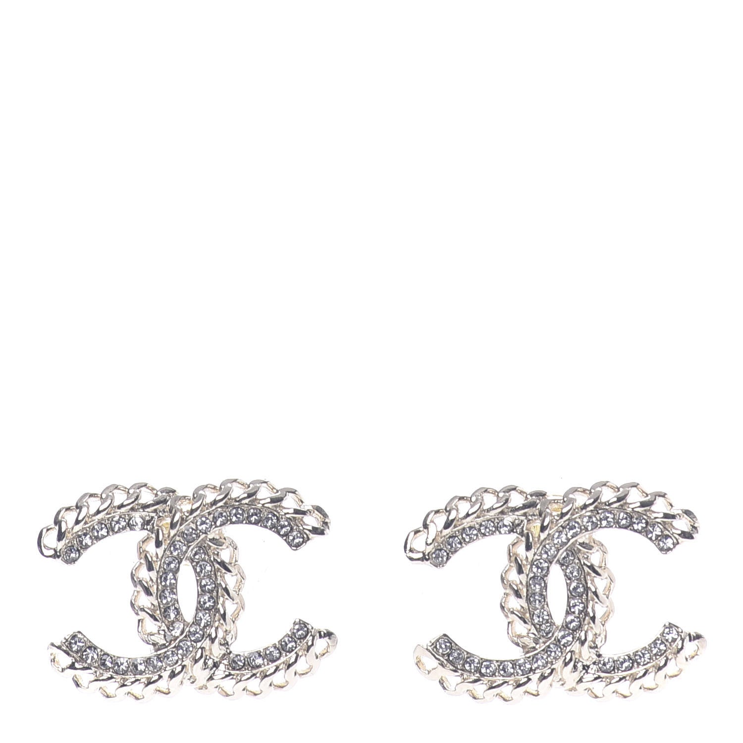 Chanel Crystal Chain CC Earrings Gold 1 of 5