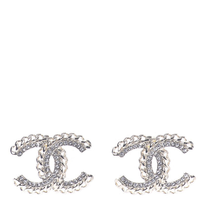 Chanel Crystal Chain CC Earrings Gold 1 of 5