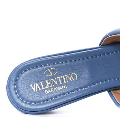 Valentino Garavani Nappa Quilted Roman Stud 65mm Slide Sandals 36.5 Niagara 7 of 9