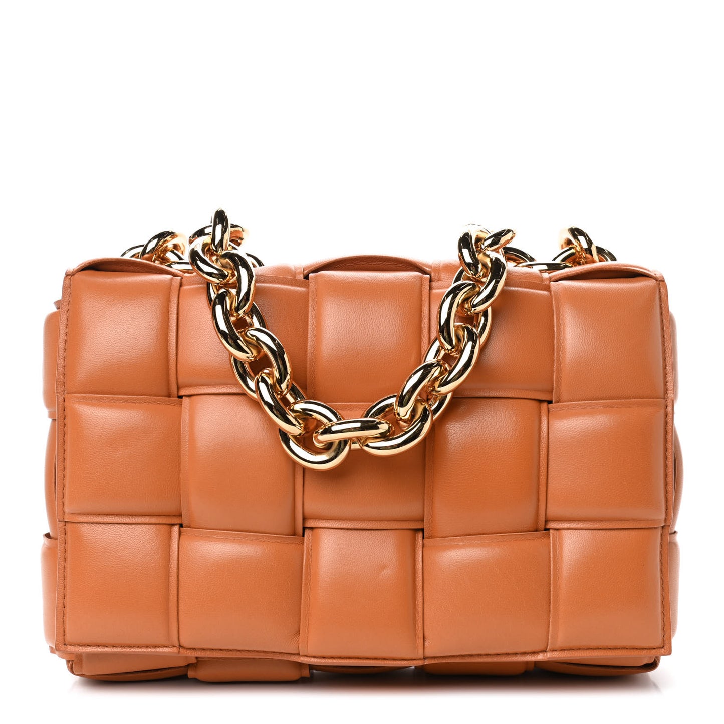 Lambskin Maxi Intreccio Padded Chain Cassette Crossbody Bag Clay