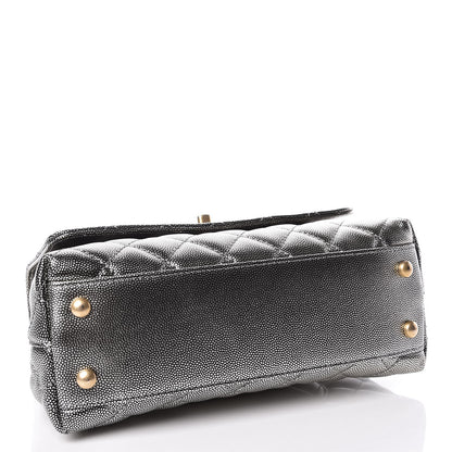 Chanel Metallic Caviar Quilted Mini Coco Handle Flap Silver 4 of 10