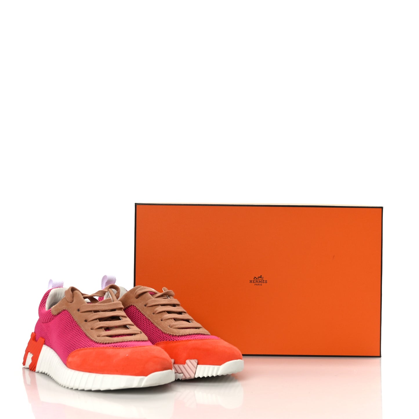 Air Mesh Suede Goatskin Bouncing Sneakers 38.5 Rose Multicolor
