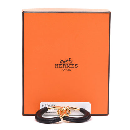 Hermes Swift Loop Earrings Gold Black 6 of 6