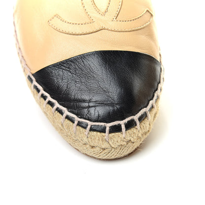 Chanel Lambskin CC Espadrilles 36 Beige Black 14 of 15