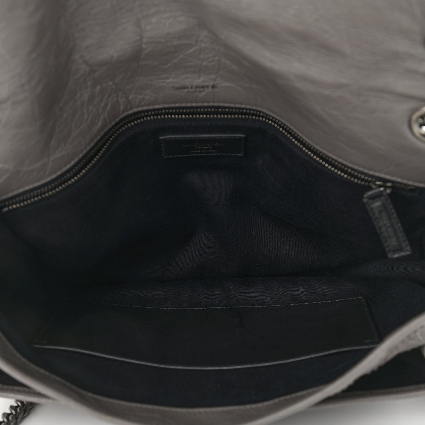 Crinkled Calfskin Matelasse Monogram Large Niki Chain Satchel Fog