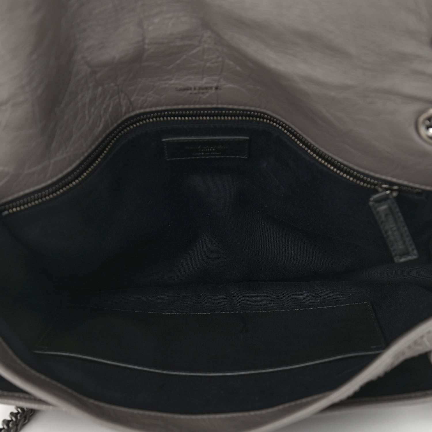 Saint Laurent Crinkled Calfskin Matelasse Monogram Large Niki Chain Satchel Fog 5 of 14