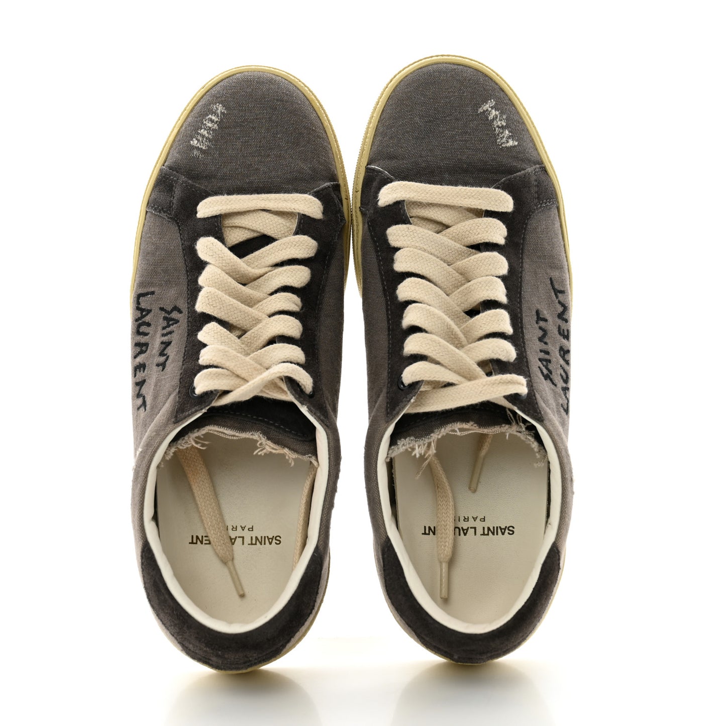 Destroyed Canvas Embroidered Womens Court Classic Sneakers 38 Black