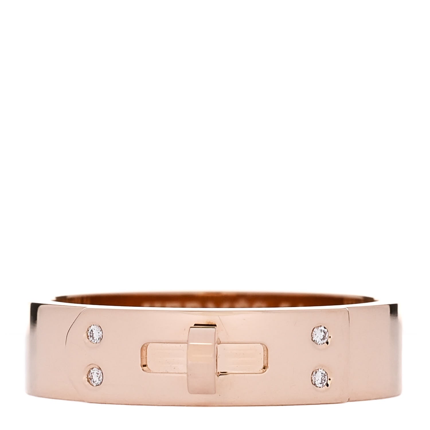 Hermes 18K Rose Gold Diamond PM Kelly Ring 54 7 1 of 5