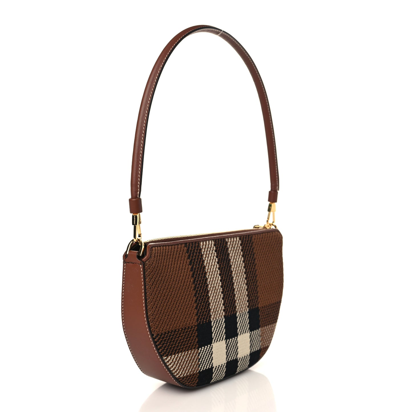 Canvas Calfskin Check Knitted Small Olympia Birch Brown