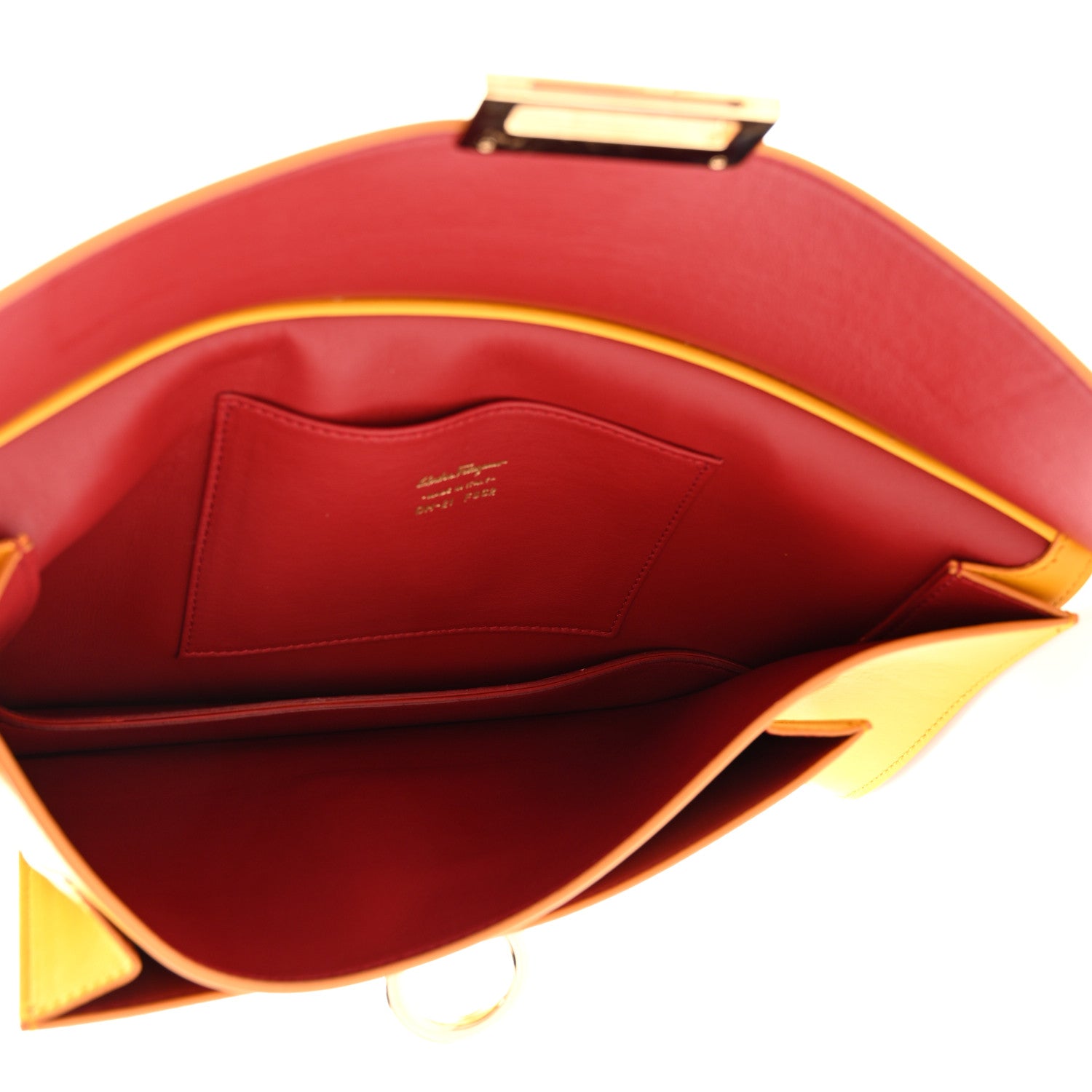 Salvatore Ferragamo Smooth Calfskin Gancini Clutch Yellow 5 of 5