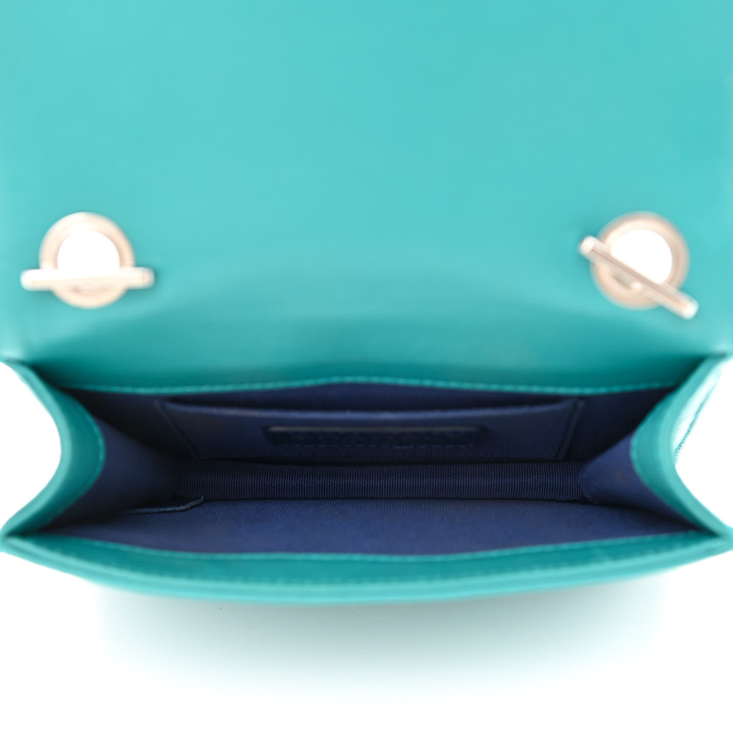 Chanel Plexiglass Patent Mini Boy Brick Flap Turquoise Navy 4 of 10