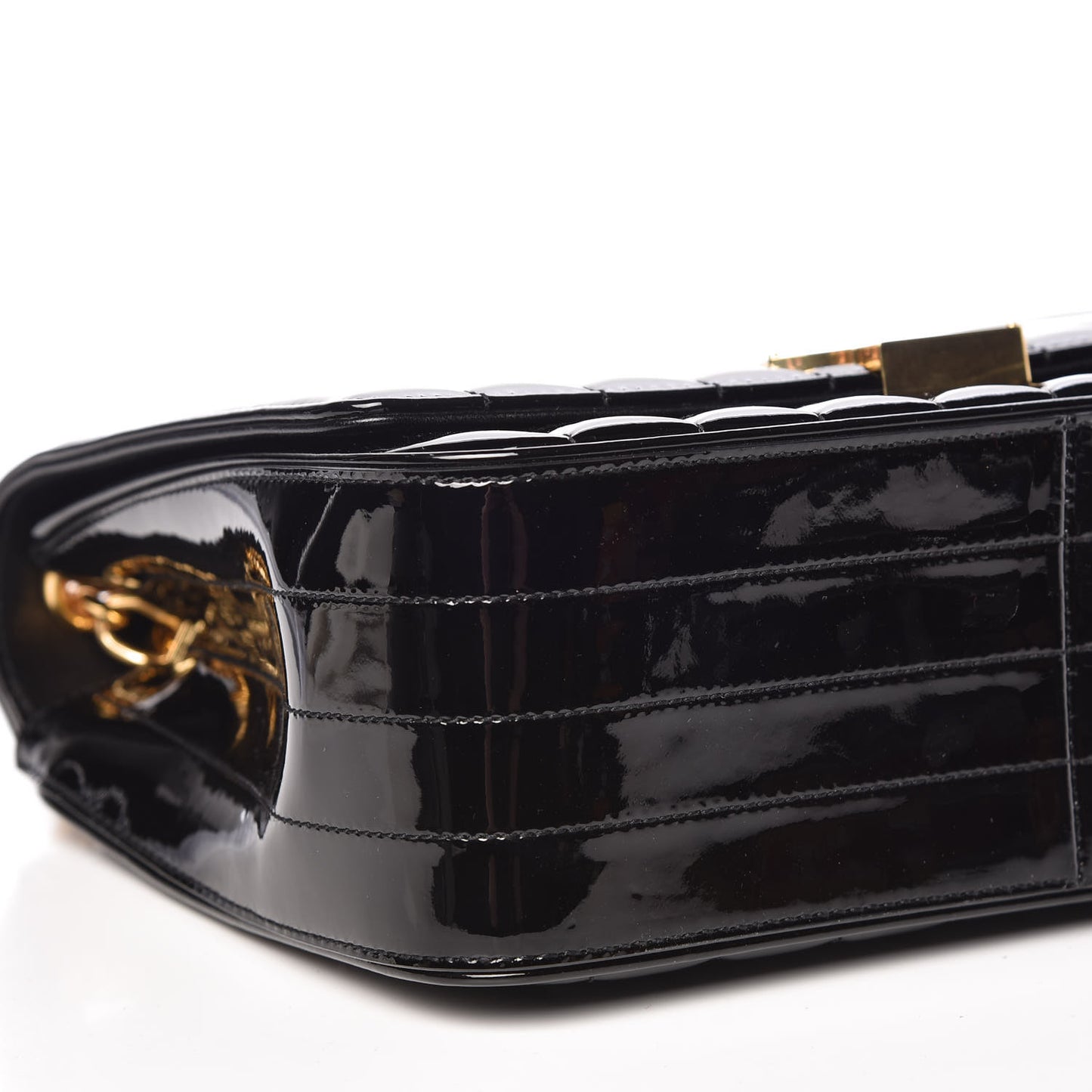 Patent Matelasse Monogram Large Vicky Chain Bag Black