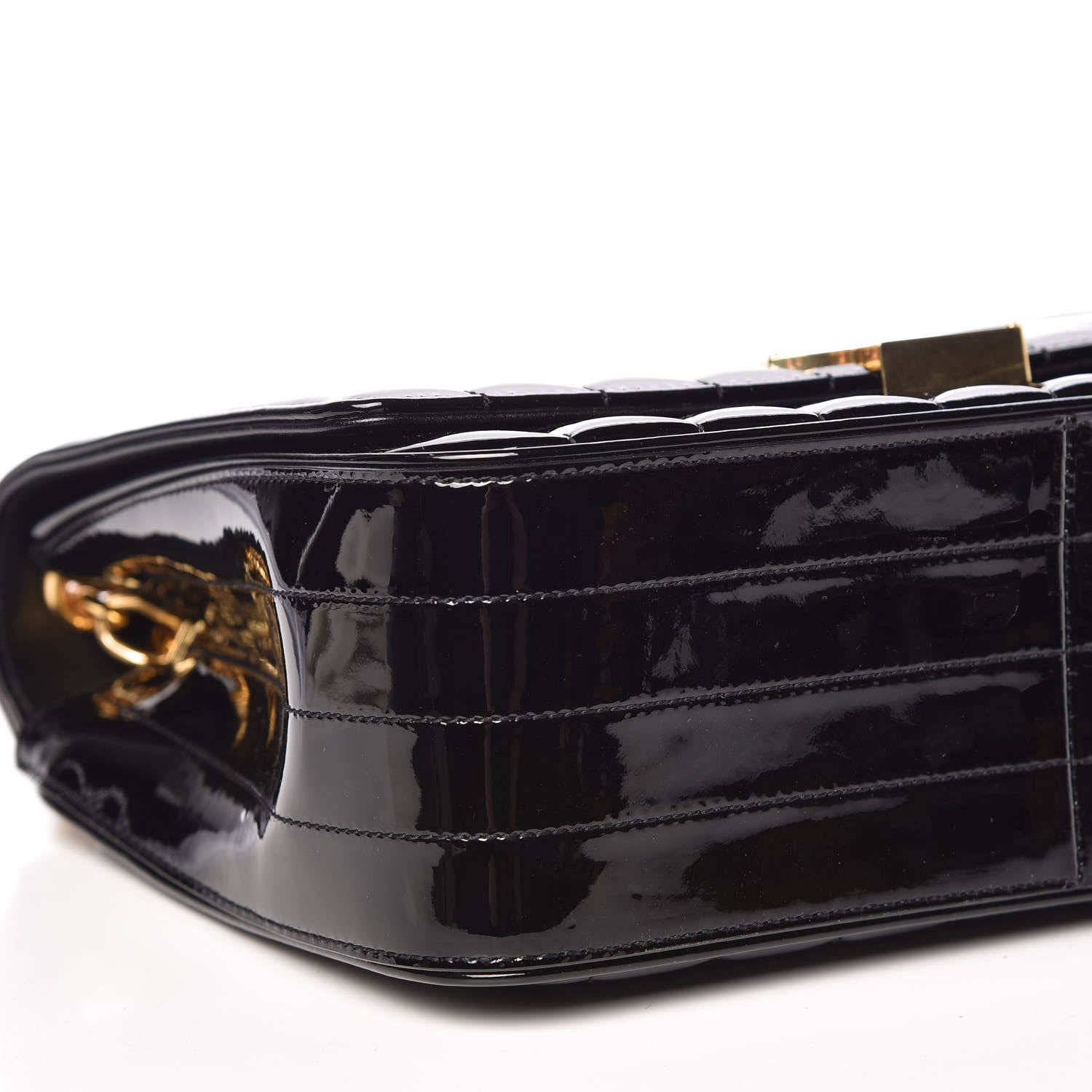 Saint Laurent Patent Matelasse Monogram Large Vicky Chain Bag Black 5 of 11