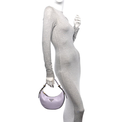 Prada Soft Calfskin Arque Shoulder Bag Glicine 2 of 11