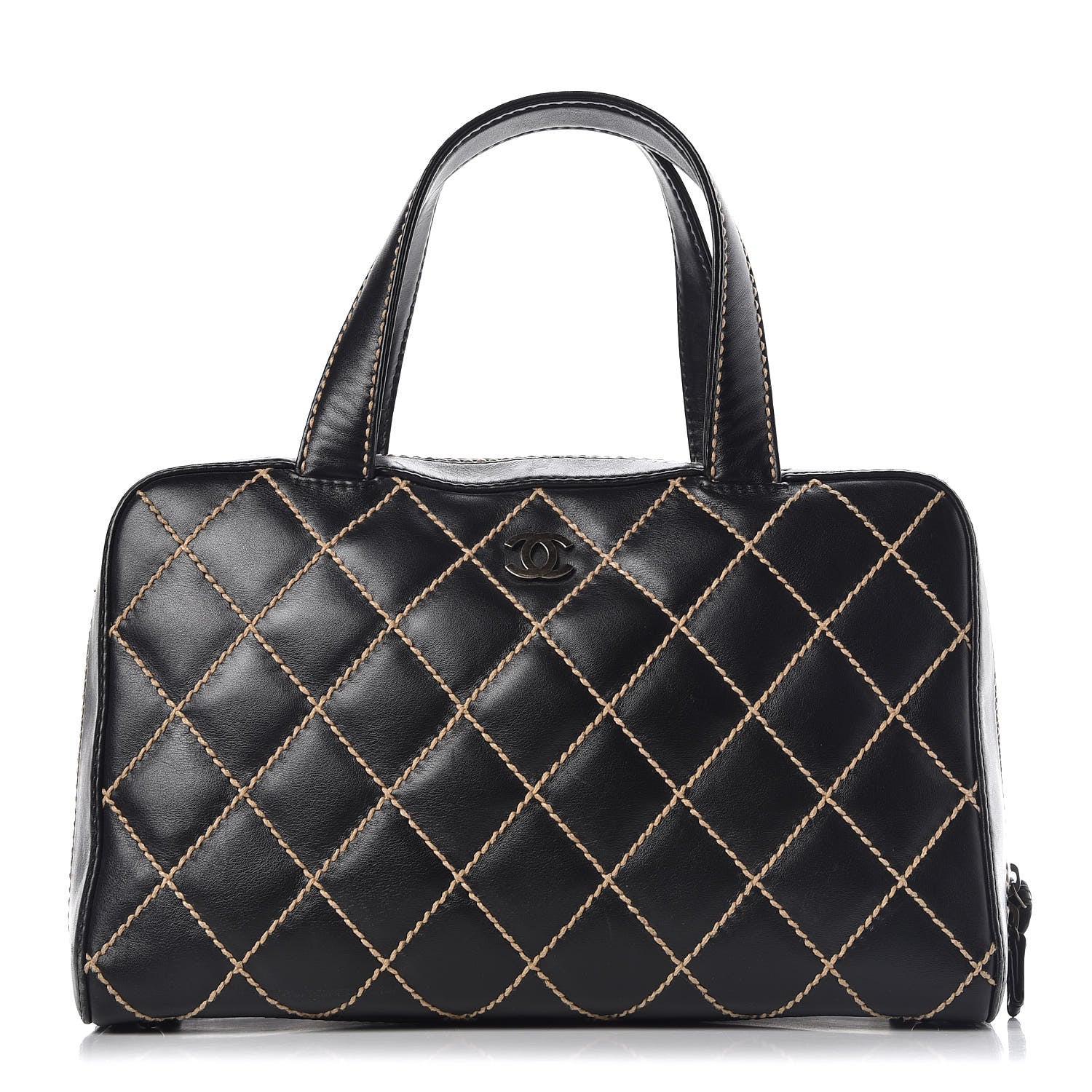 Chanel Calfskin Wild Stitch Top Handle Bag Black 1 of 16