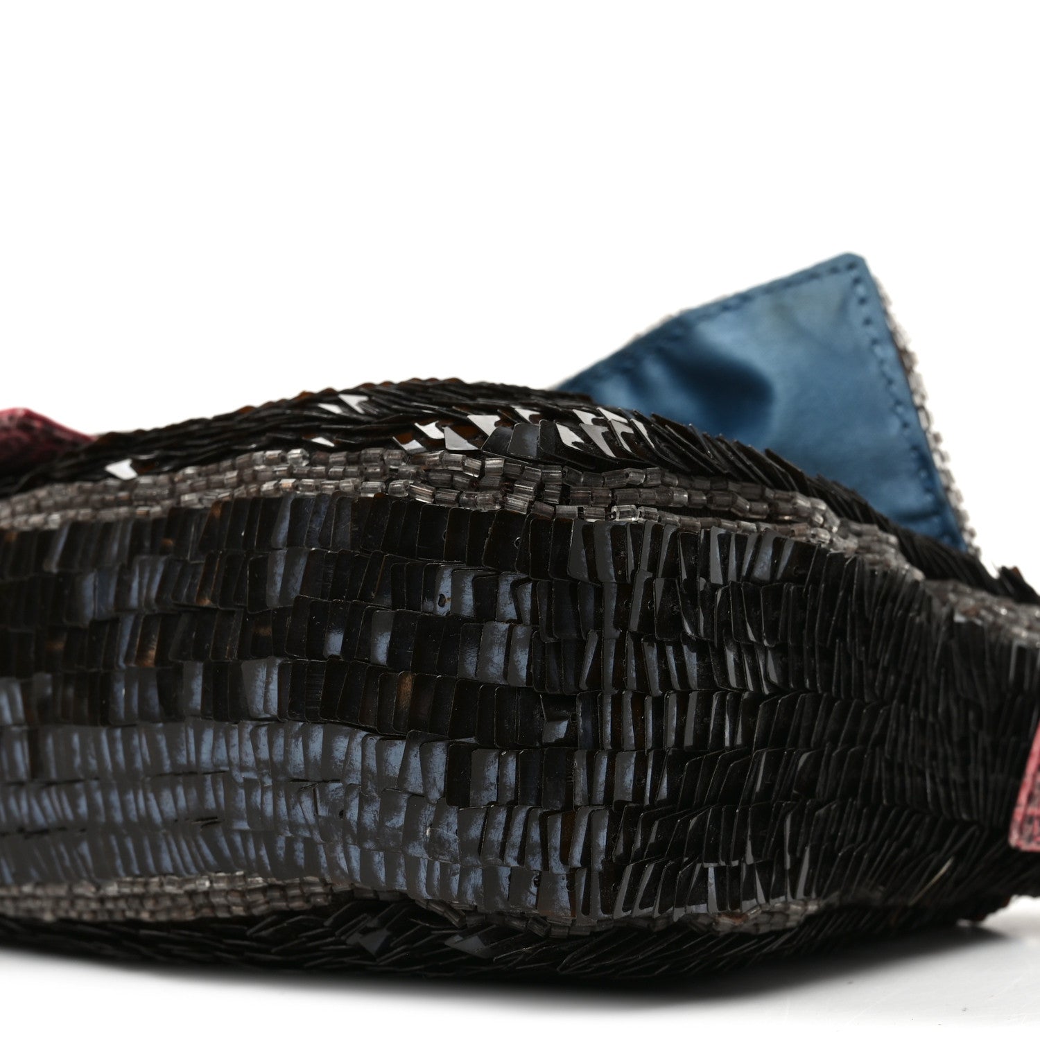 Fendi Sequin Beaded Lizard Baguette Black Multicolor 9 of 13