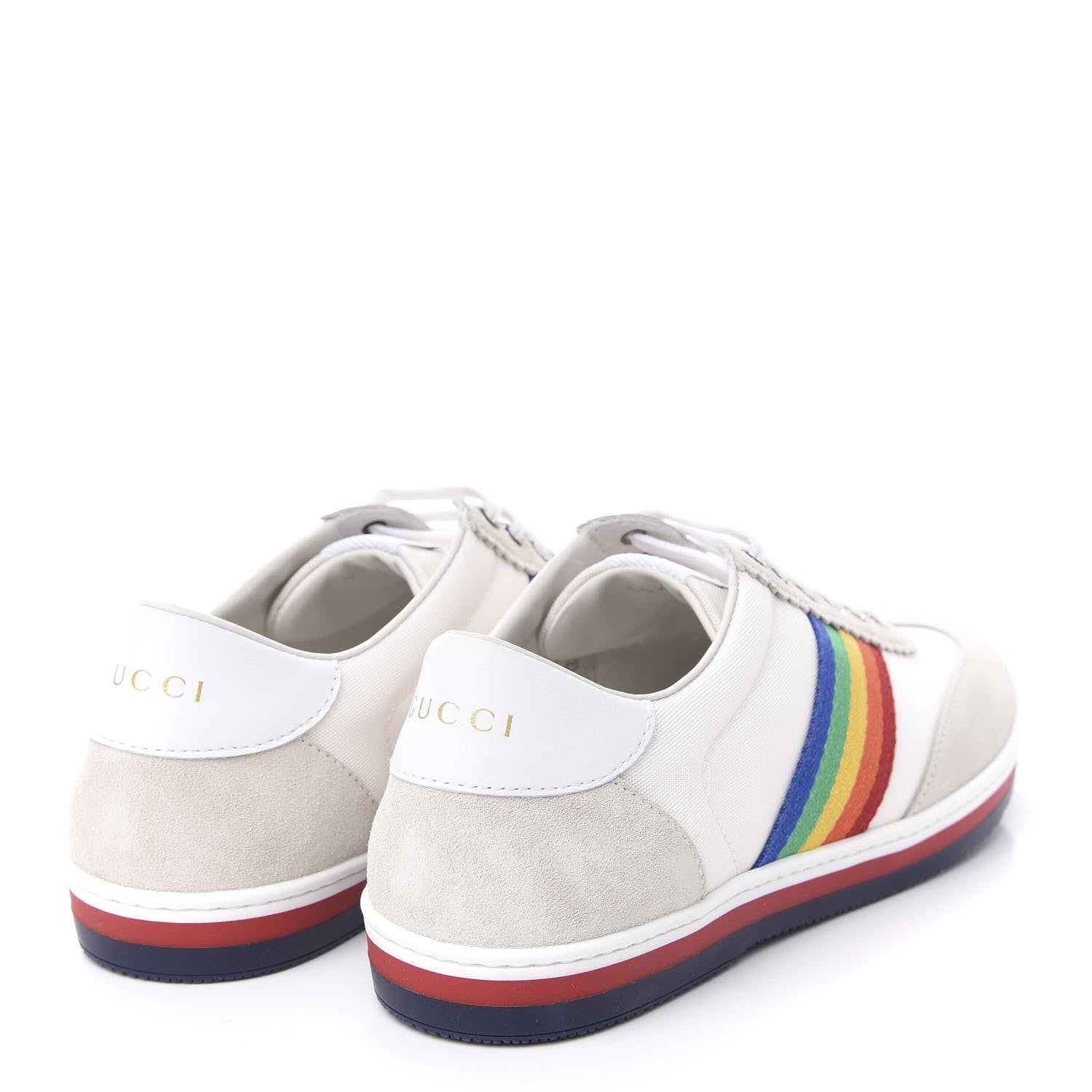 Gucci Suede Rainbow Womens G74 Sneakers 37 White 4 of 9