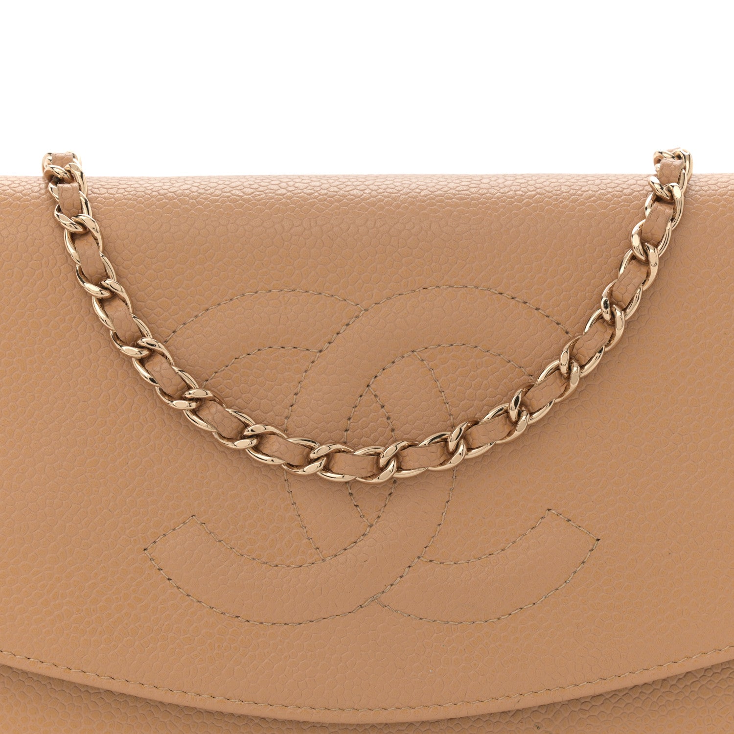 Chanel Caviar Timeless CC Wallet on Chain WOC Beige 8 of 14