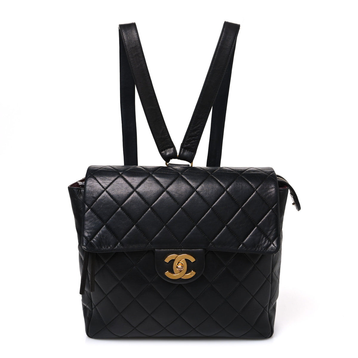 Lambskin Quilted Backpack Black