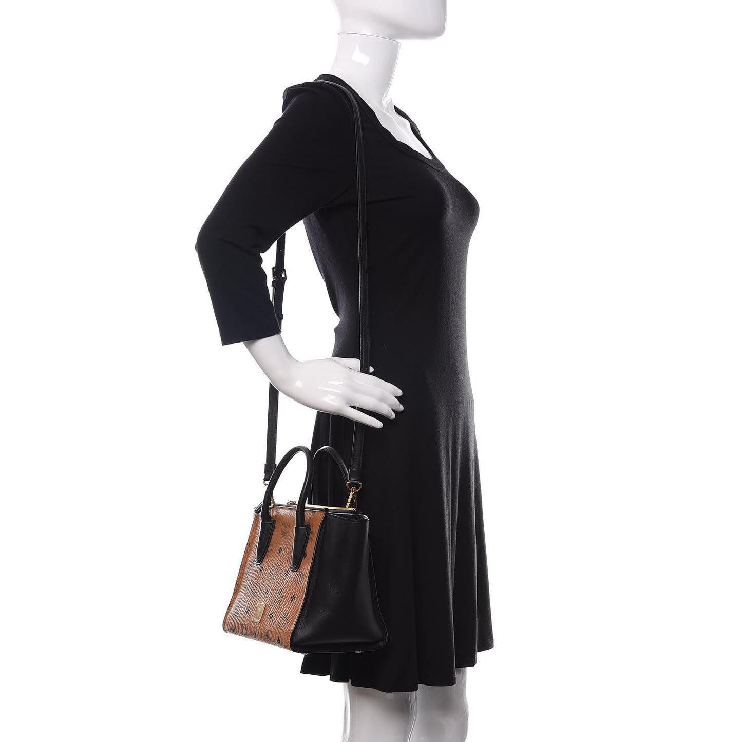 Visetos Small Kathy Double Zip Tote Cognac Black