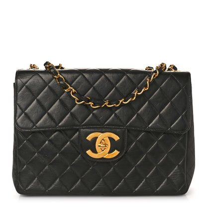 Chanel Lambskin Quilted XL Jumbo Single Flap Black 1 of 12