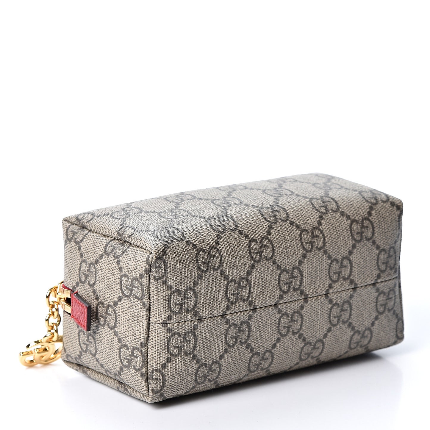 Soft GG Supreme Monogram Calfskin Small Ophidia Cosmetic Case Beige Ebony Hibiscus Red