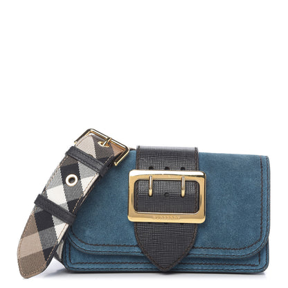 Burberry Grainy Calfskin Suede Bridle Small Madison Buckle Bag Blue 1 of 8