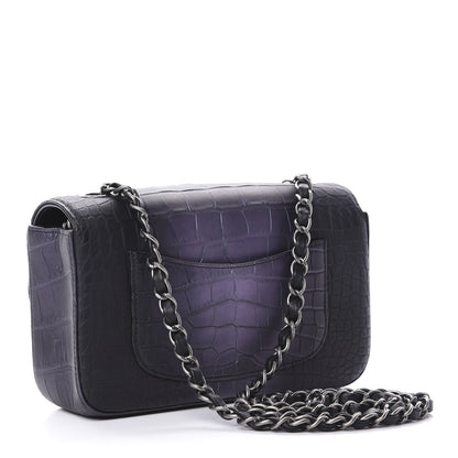 Chanel Iridescent Matte Crocodile Mini Rectangular Flap Green Purple 3 of 11