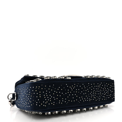 Fendi Velvet Crystal Embellished Baguette Midnight 4 of 10