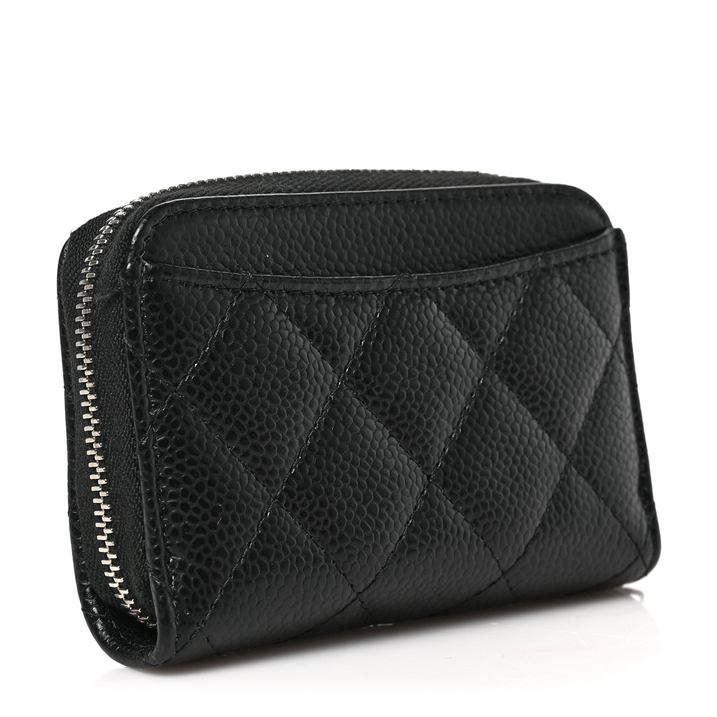 Caviar Quilted Zip Coin Purse Black