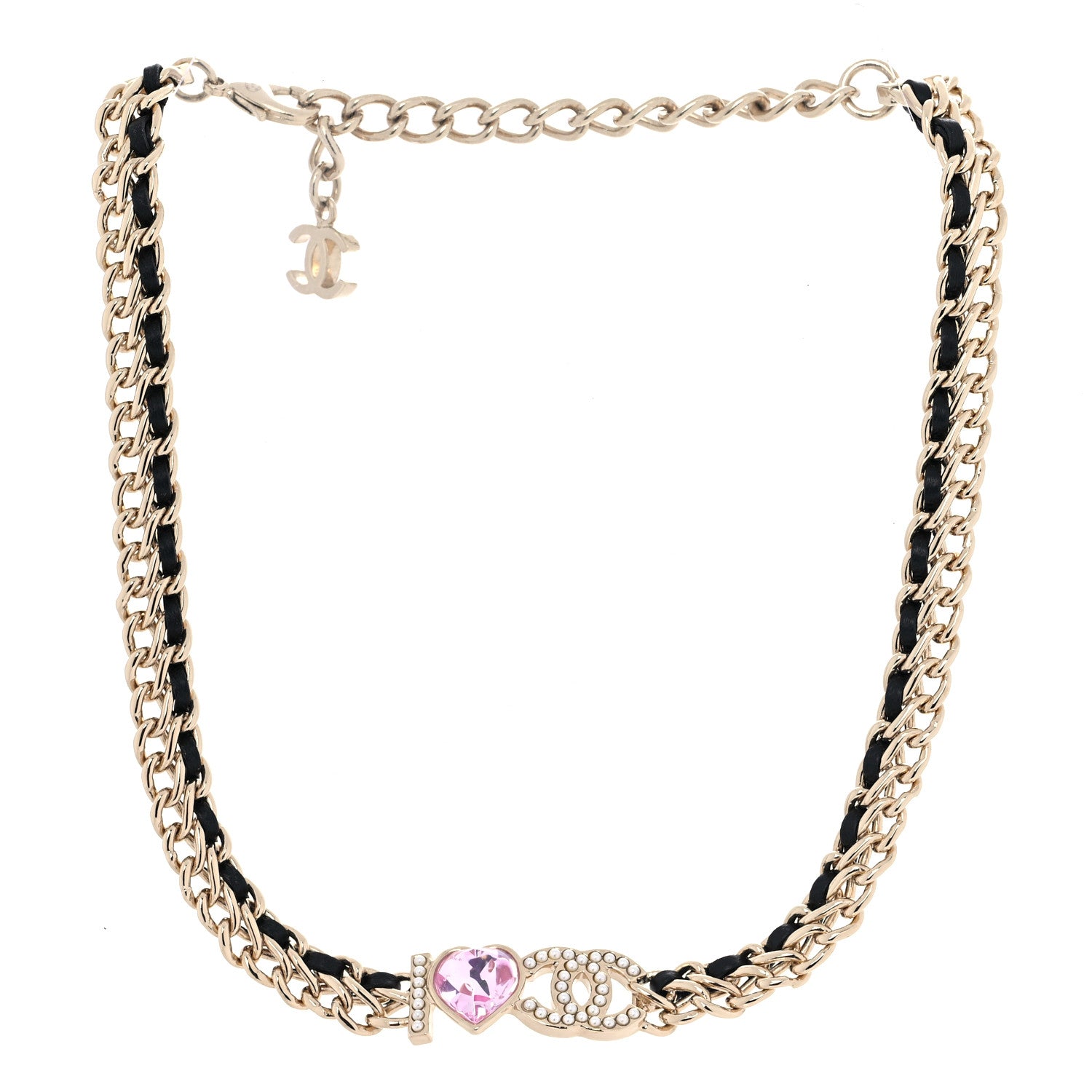 Chanel Crystal Pearl CC Choker Gold Black Gold 2 of 5