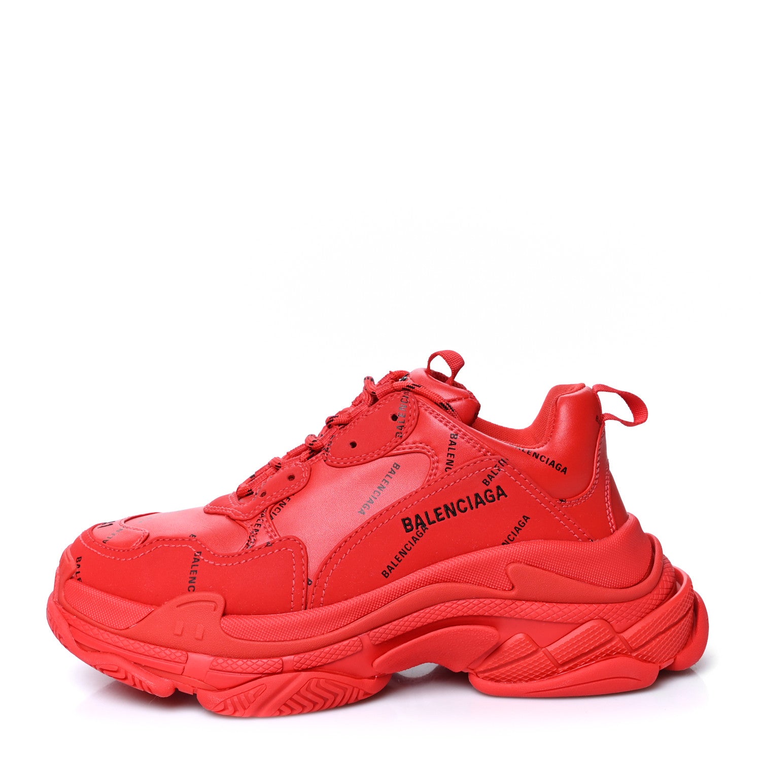 Balenciaga Technical Fabric Mesh Allover Logo Mens Triple S Sneakers 41 Red Black 1 of 7