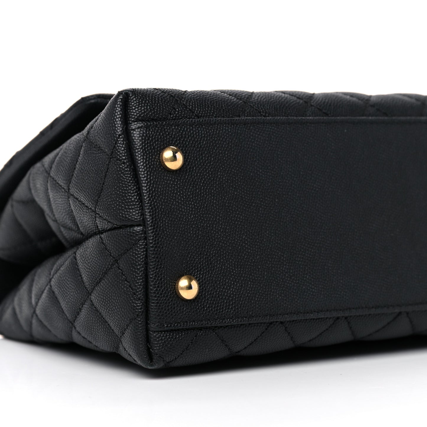 Caviar Lizard Quilted Small Coco Handle Flap Black