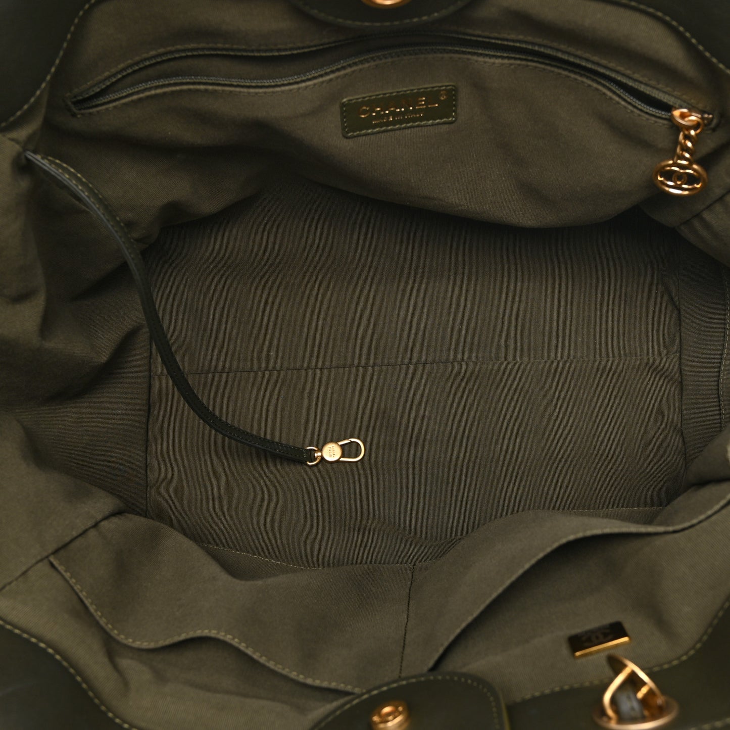 Calfskin Embossed Medium Deauville Tote Khaki