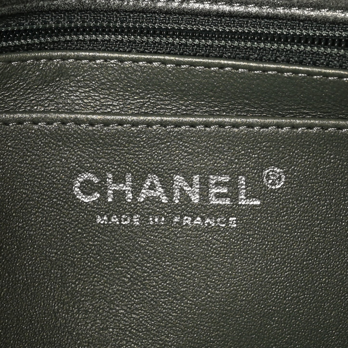Iridescent Lambskin Quilted Mini Rectangular Flap Khaki
