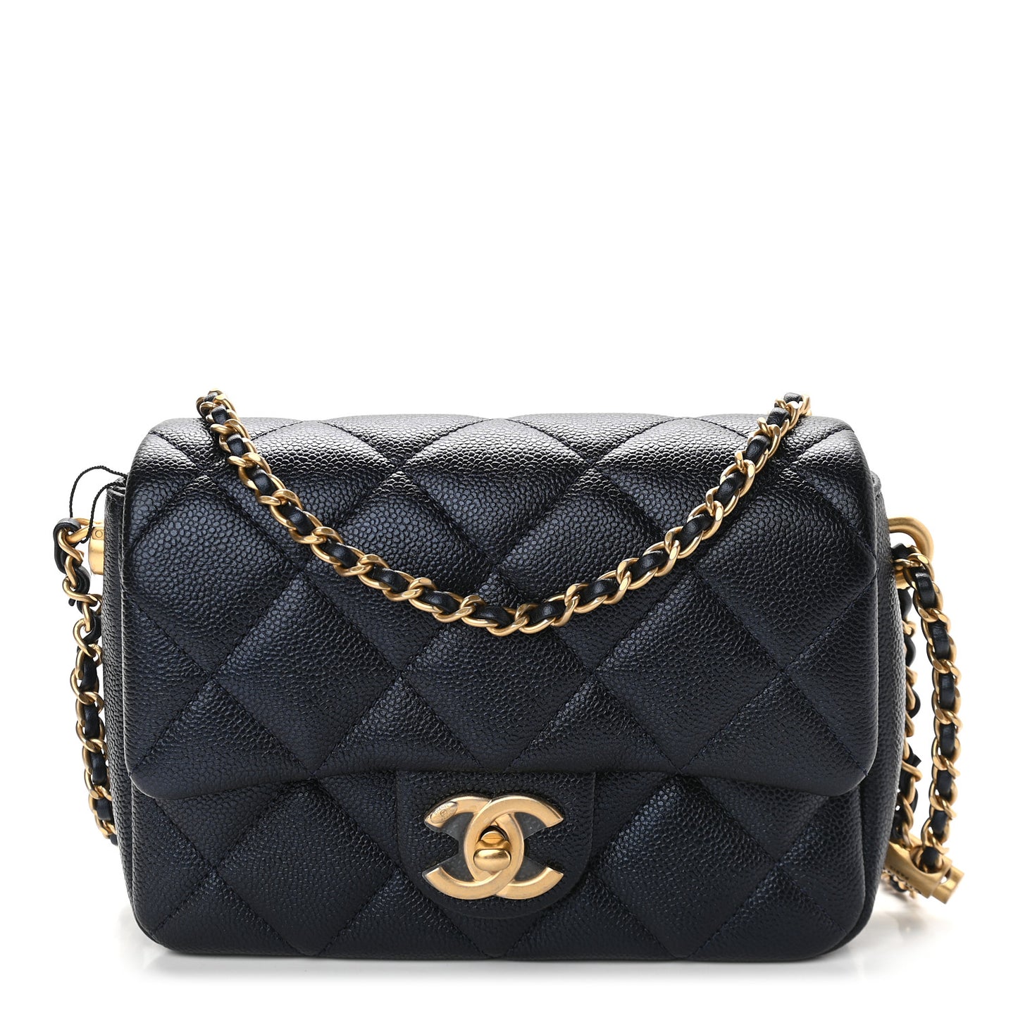 Iridescent Caviar Quilted Mini My Perfect Flap Black