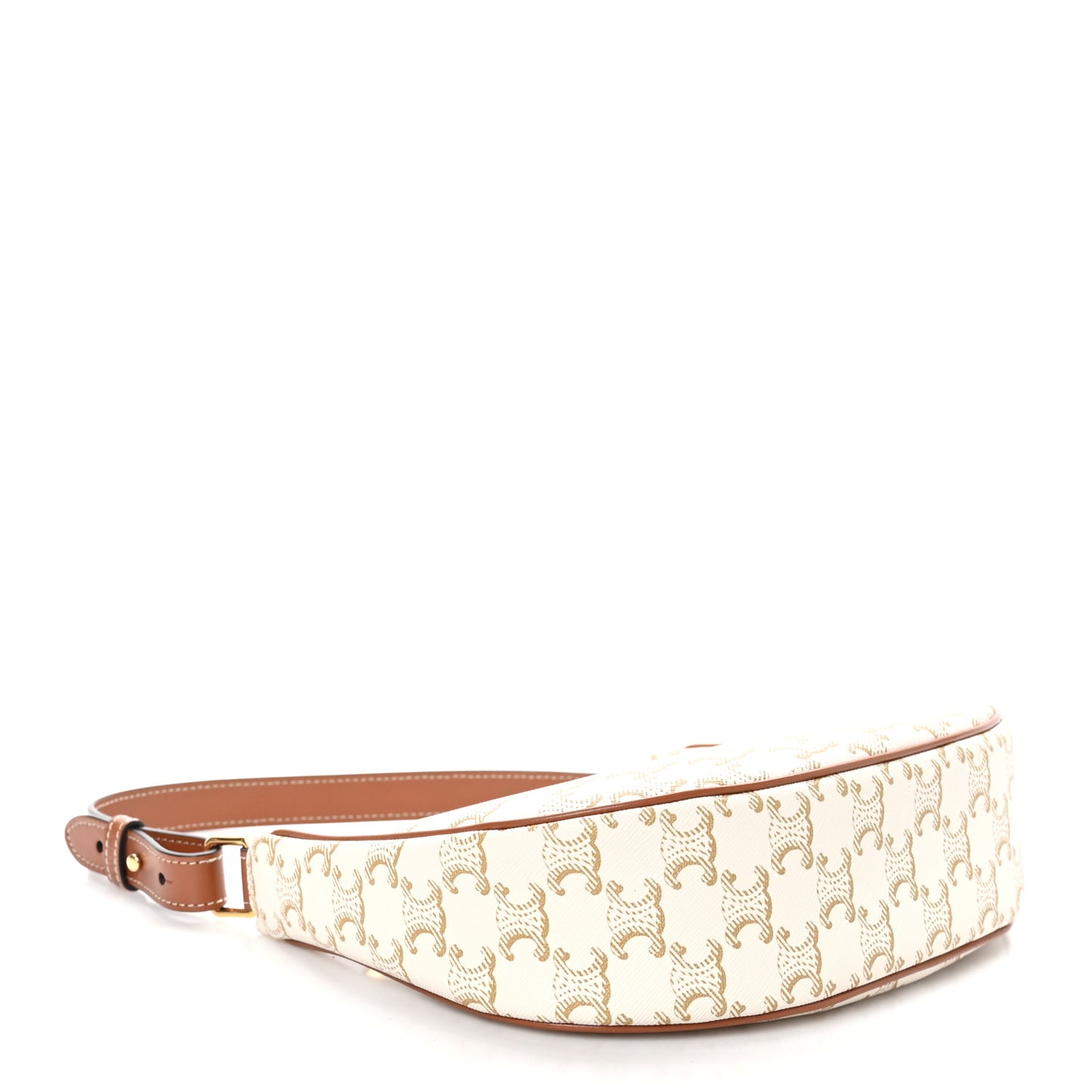 Canvas Calfskin Ava Triomphe Shoulder Bag White