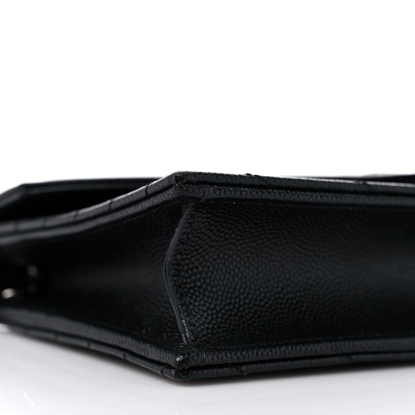 Grain De Poudre Matelasse Chevron Monogram Envelope Chain Wallet Black