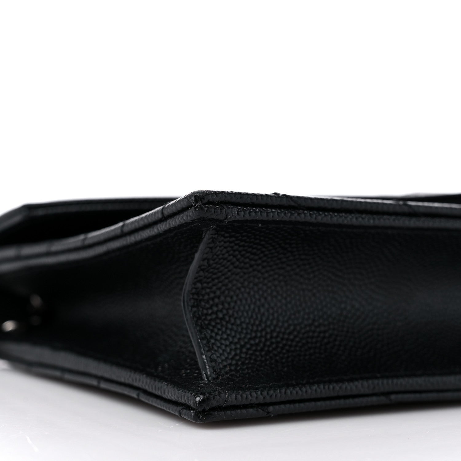 Saint Laurent Grain De Poudre Matelasse Chevron Monogram Envelope Chain Wallet Black 7 of 11