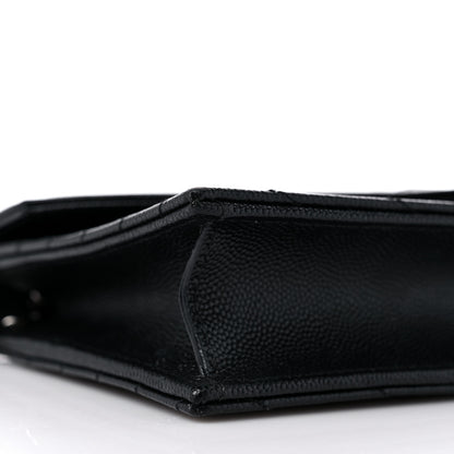 Saint Laurent Grain De Poudre Matelasse Chevron Monogram Envelope Chain Wallet Black 7 of 11