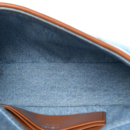 Fendi Denim Vitello King FF Embroidered Mini Baguette Denim Chiaro Brandy 5 of 12