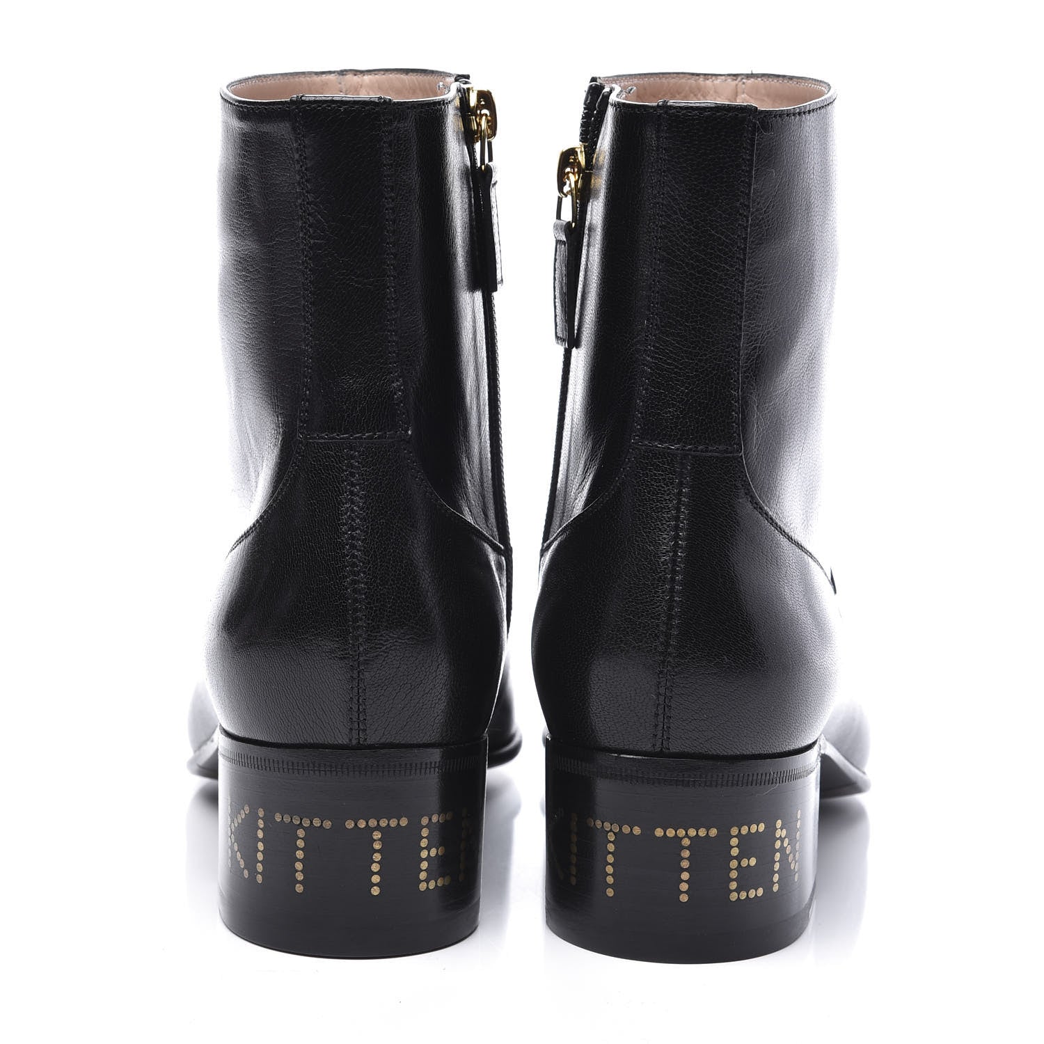 Gucci Goatskin Kitten Chain Horsebit Ankle Boots 39 Black 7 of 10