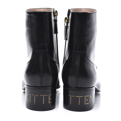 Gucci Goatskin Kitten Chain Horsebit Ankle Boots 39 Black 7 of 10
