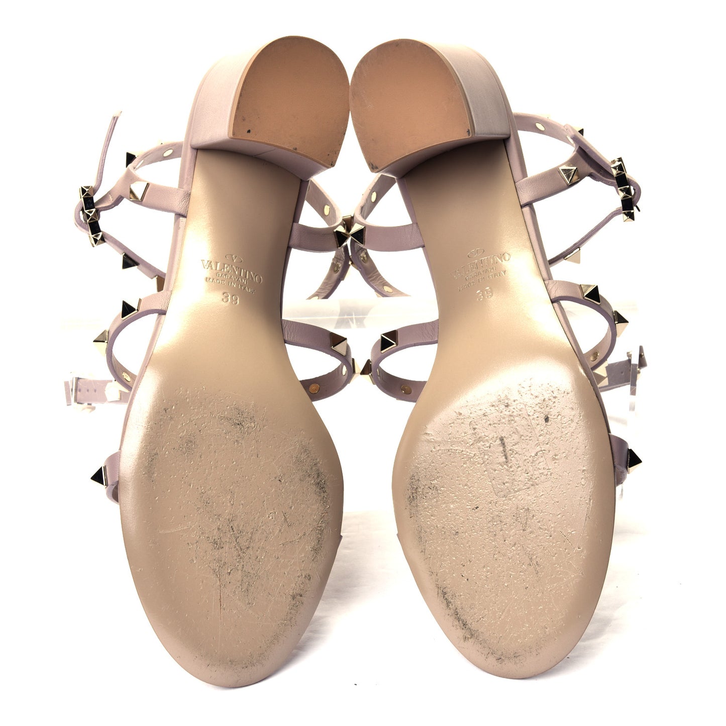 Calfskin Rockstud 60mm City Sandals 39 Poudre