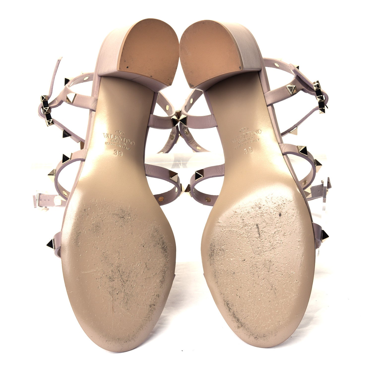 Valentino Garavani Calfskin Rockstud 60mm City Sandals 39 Poudre 4 of 4